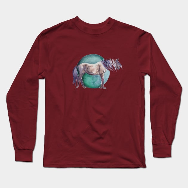 Western Rose Dun Horse Long Sleeve T-Shirt by RavensLanding